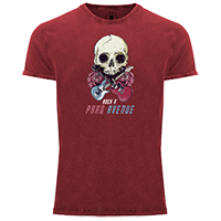 Camiseta Rock Skull Denim Denim Roja